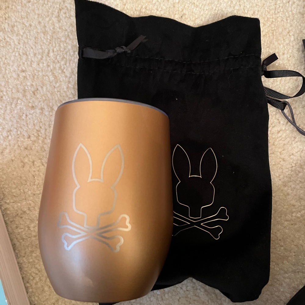 Pyscho Bunny Gold Skull and Crossbones Tumbler